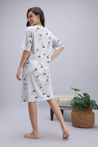 Zivame Mickey and Friends Knit Cotton Loungewear Dress - Vapor Blue — thumbnail 5